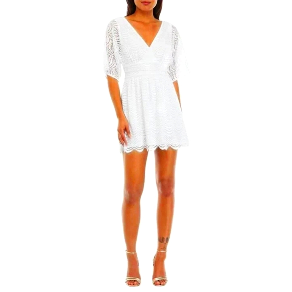 NWT Lilly Pulitzer Parigi Skort Romper Resort White Scalloped Lace Size Xl